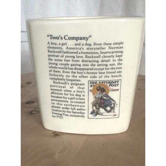 Vintage Norman Rockwell “Two’s Company” Planter | 1983 FTD Limited Edition - Picture 2 of 6